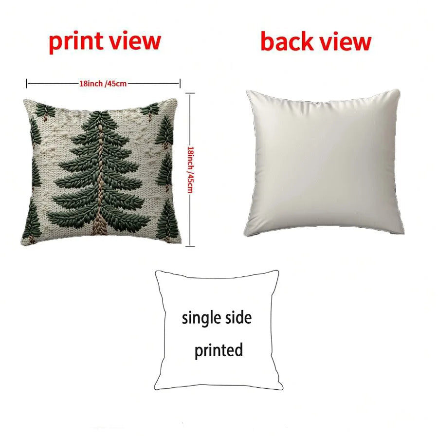 Capri Christmas Pillow Cover - Linen Merry Christmas Tree Snowman