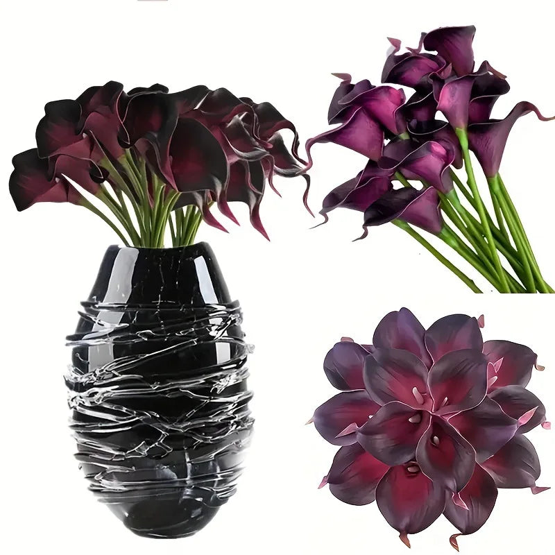Dark purple calla lily flowers wedding bouquet arrangement