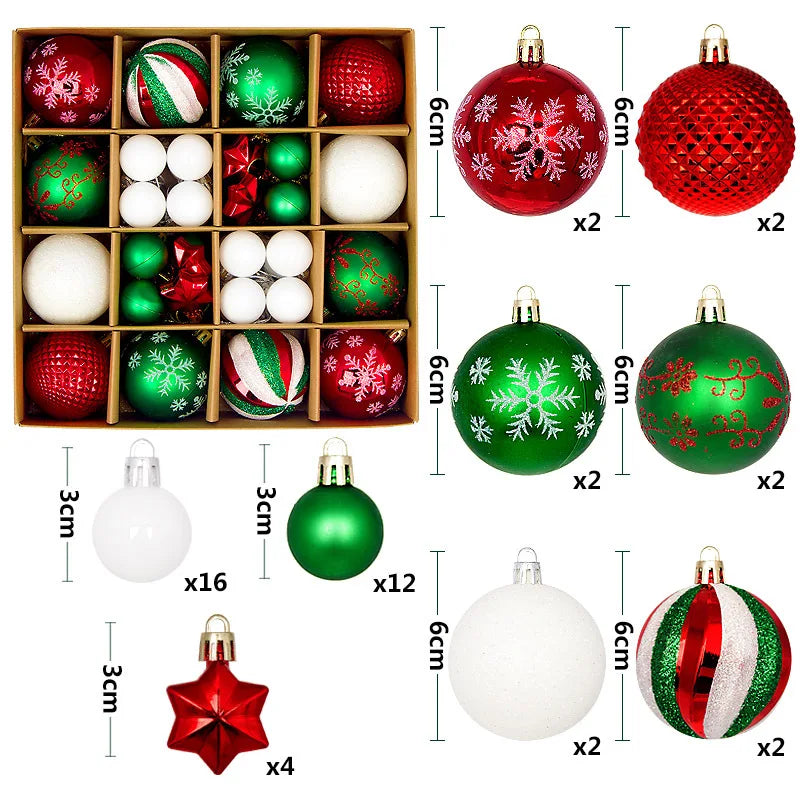 Supernova Large Snowflake Christmas Ball Ornament Set - Shatterproof Holiday Tree Decorations