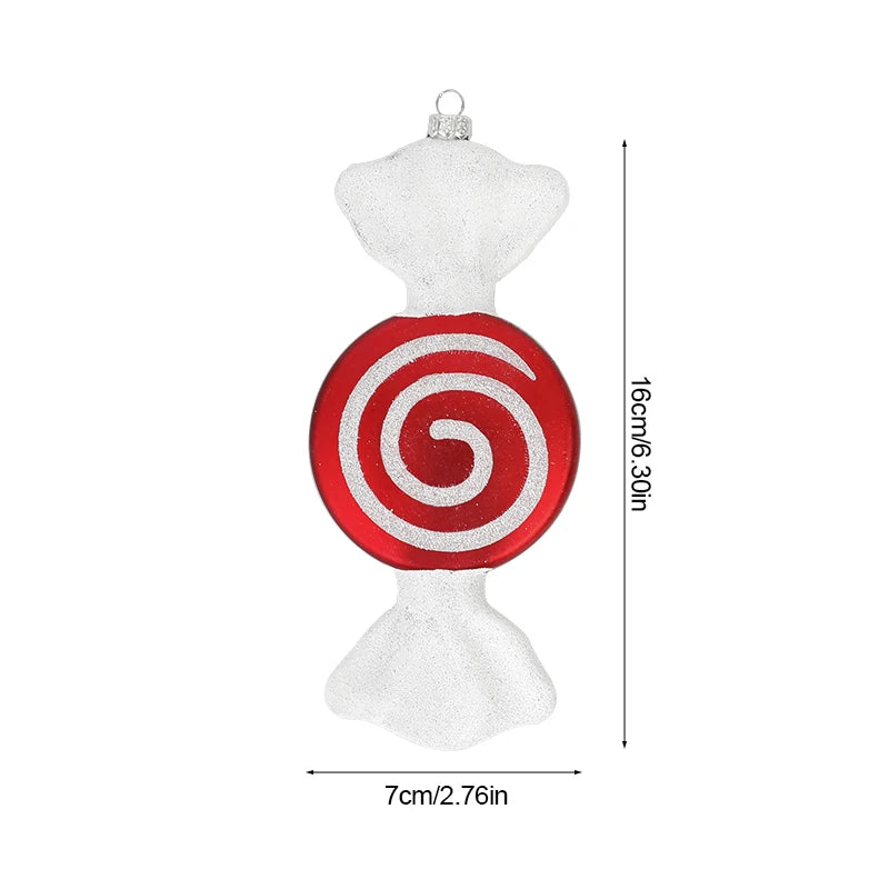 Terra Large Christmas Lollipop & Candy Cane Ornaments - Red Holiday Tree Decorations