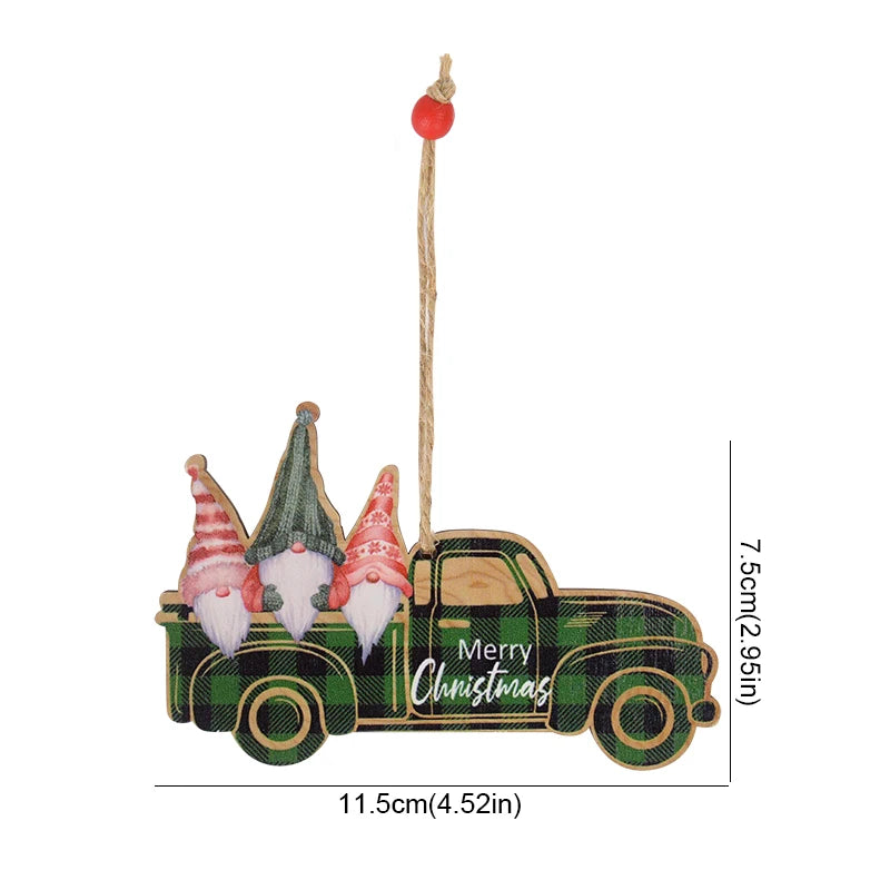 Ratanna Wooden Christmas Tree Desktop Ornament - Santa Claus Holiday Sign