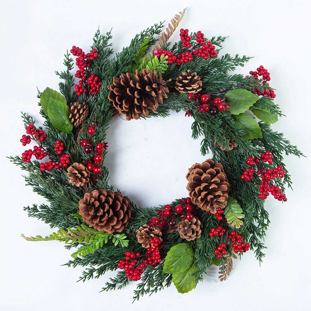 Hazel Christmas Wreath - Handmade Cypress & Red Berry Door Decoration