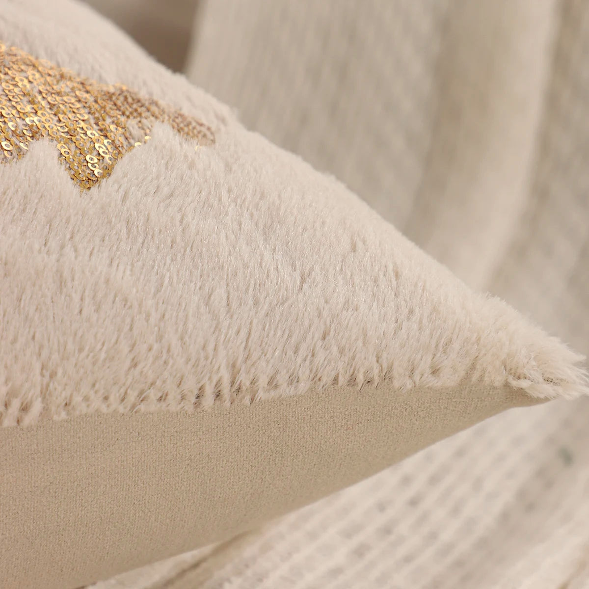 Blliss Christmas Tree Pillow Cover 18x18 - Gold Sequin Plush Decorative