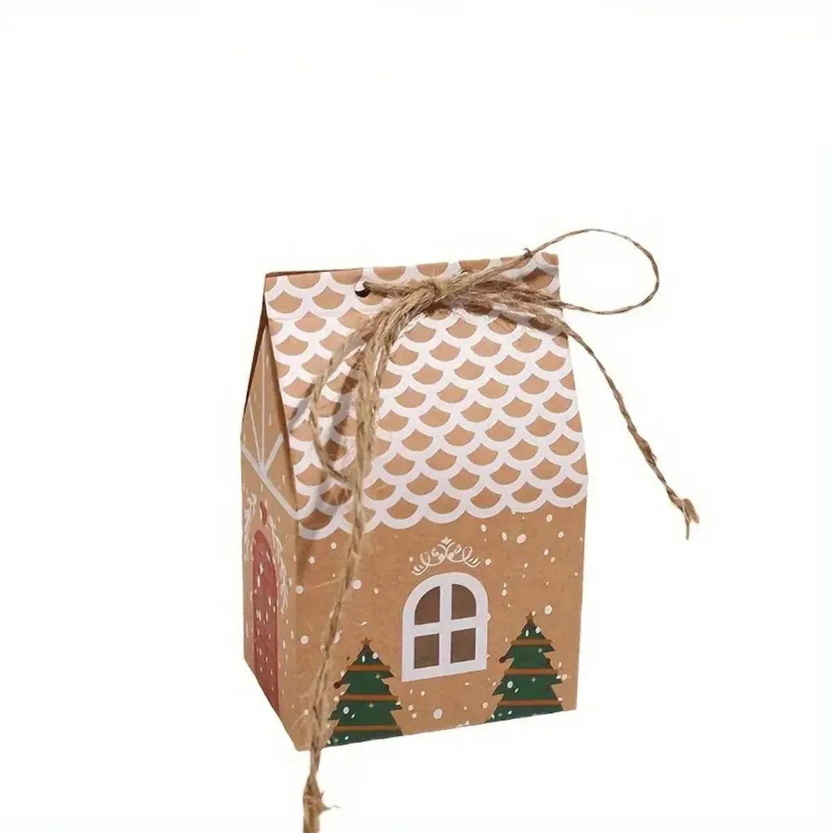 Mason Christmas Gingerbread House Gift Boxes - 12/48pcs Kraft Paper