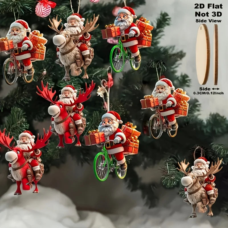 Casa Christmas Wooden Bicycle Santa Claus - Premium Holiday Tree Decoration