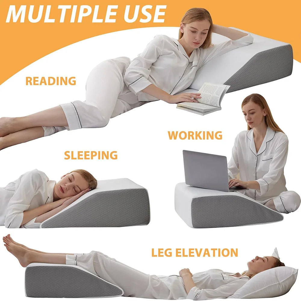 8-Inch Memory Foam Leg Elevation Pillow - Orthopedic Wedge