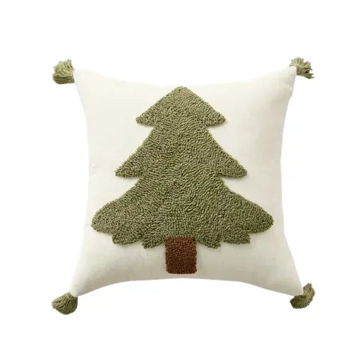 Myra Christmas Tufted Cushion Cover with Tassel - Holiday Pillow Case 45x45cm