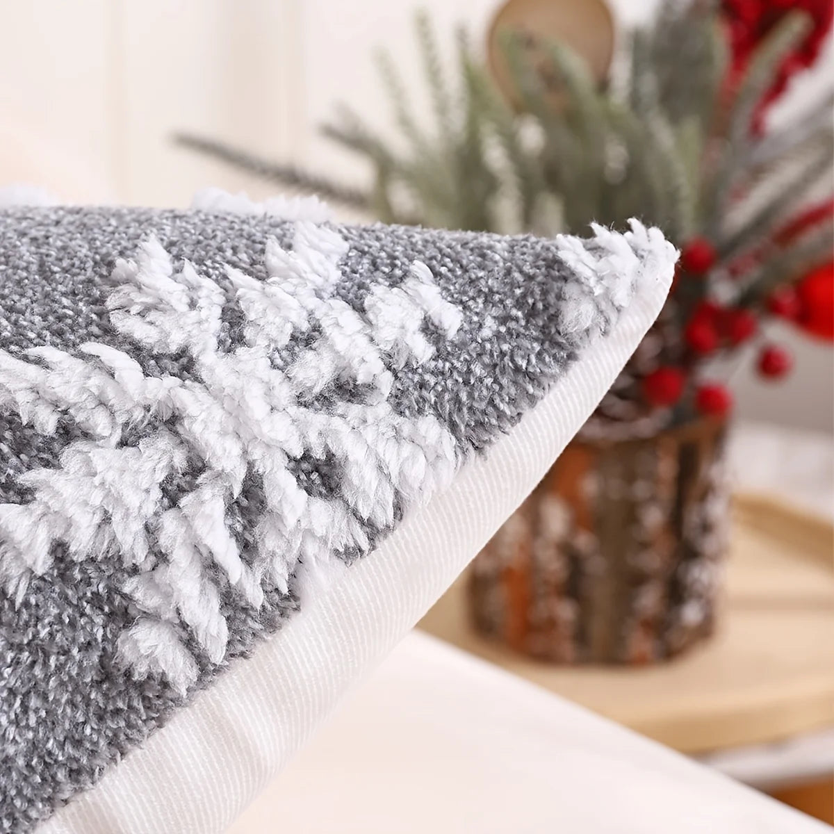 Lumi Christmas Snowflake Pillow Cover - Plush Jacquard