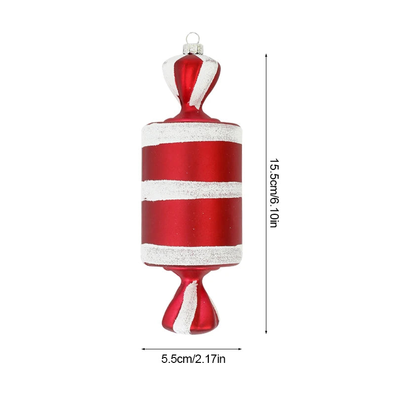 Terra Large Christmas Lollipop & Candy Cane Ornaments - Red Holiday Tree Decorations