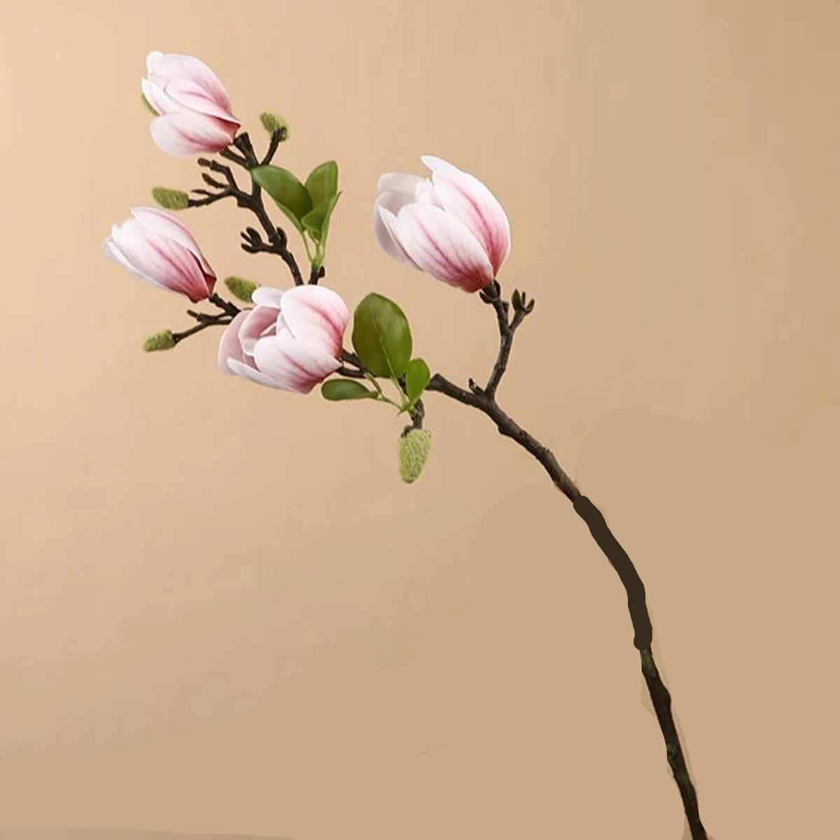 Pink magnolia artificial flowers - detailed branch with multiple blooms