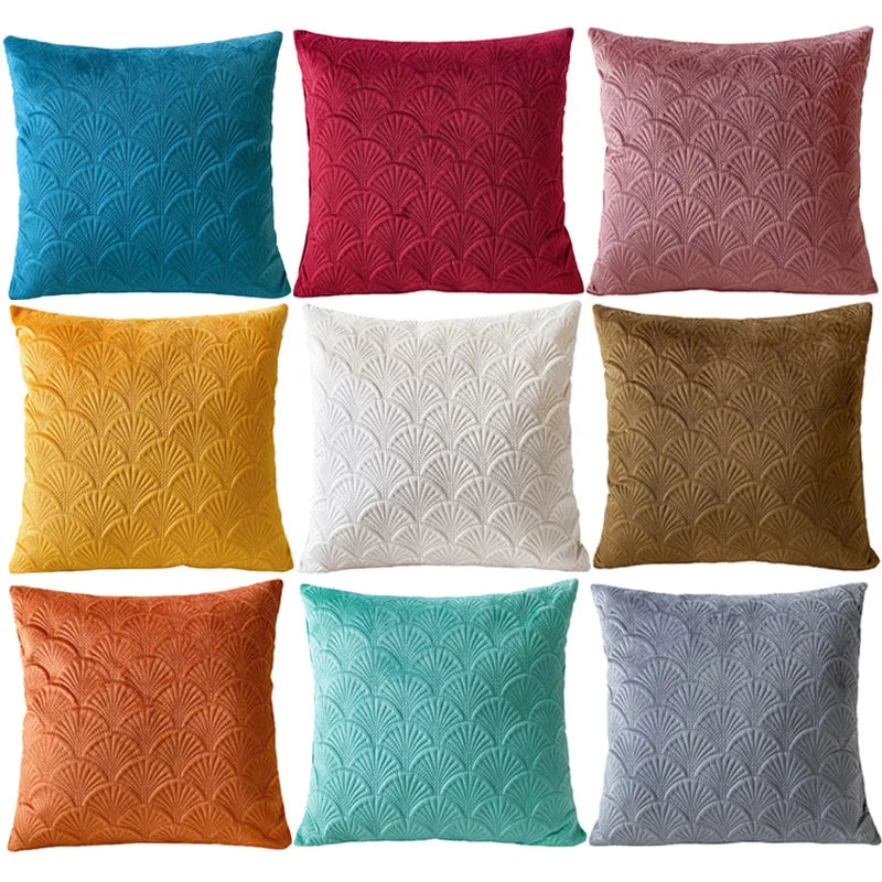 Fann Velvet Cushion Cover - Shell Pattern Double Sided Pillowcase