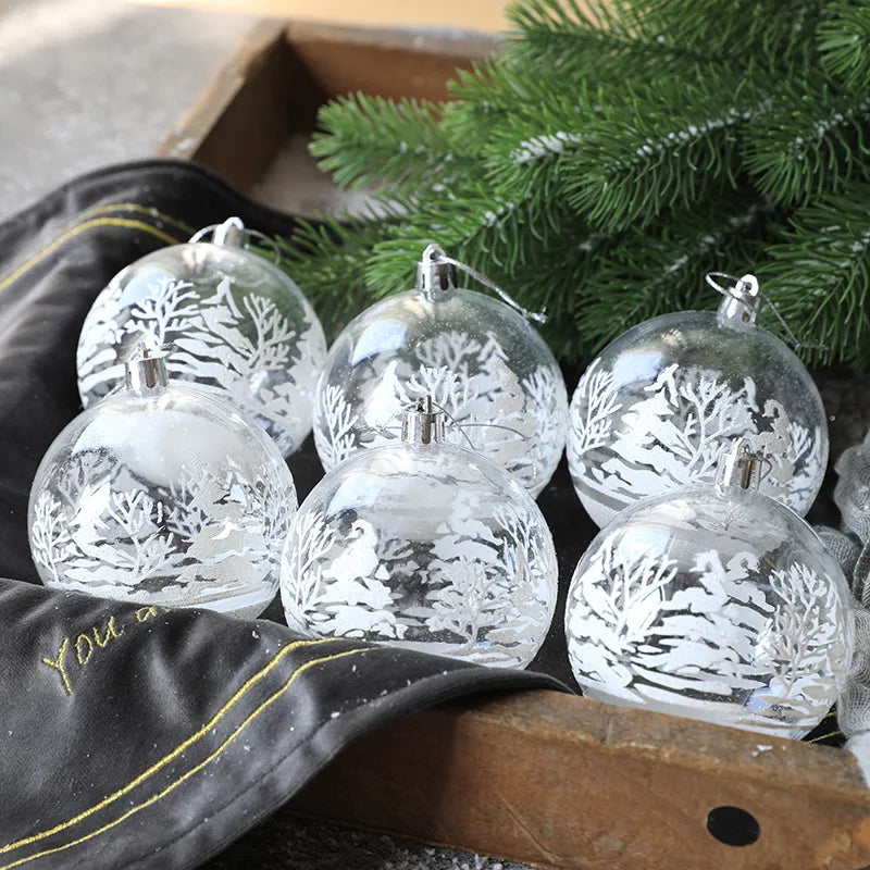 Serena Clear Christmas Ball Ornaments - 6cm Transparent Baubles Set