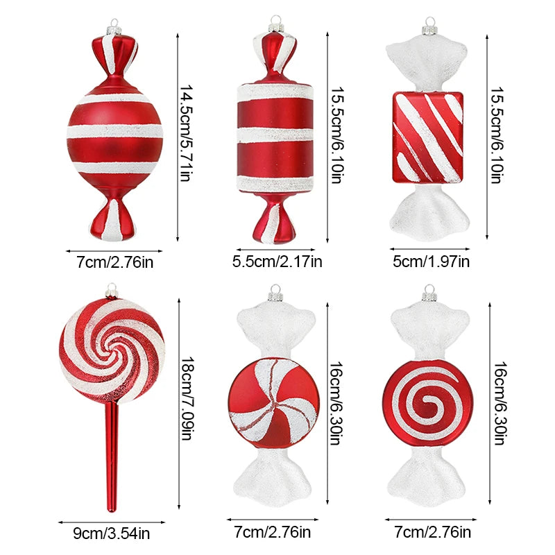 Terra Large Christmas Lollipop & Candy Cane Ornaments - Red Holiday Tree Decorations