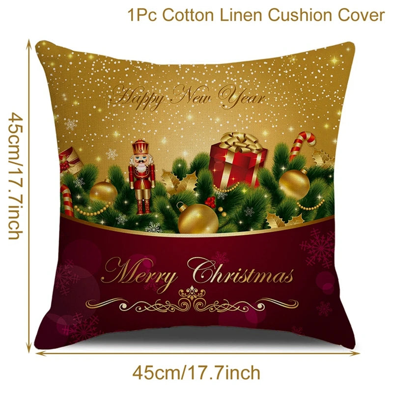 Yuko Christmas Cushion Cover 45cm - Santa Claus & Snowman Design