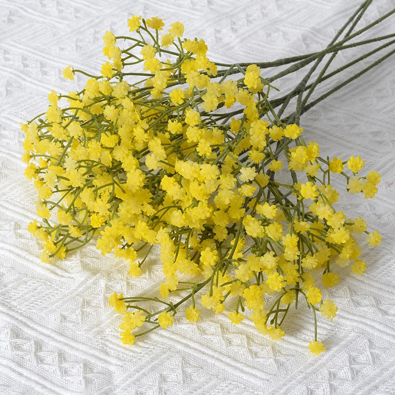 Skies artificial baby's breath 52cm yellow bright cheerful bunch