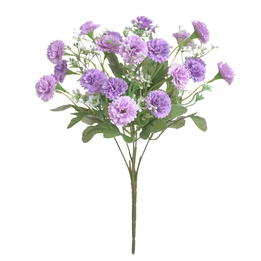Purple carnation bouquet - 20 heads artificial flowers with realistic details