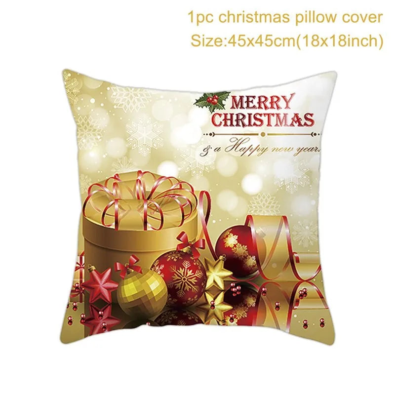 Yuko Christmas Cushion Cover 45cm - Santa Claus & Snowman Design