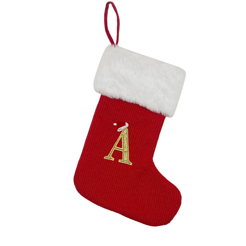Berry Christmas Alphabet Knit Stockings - Holiday Tree Ornament Decoration