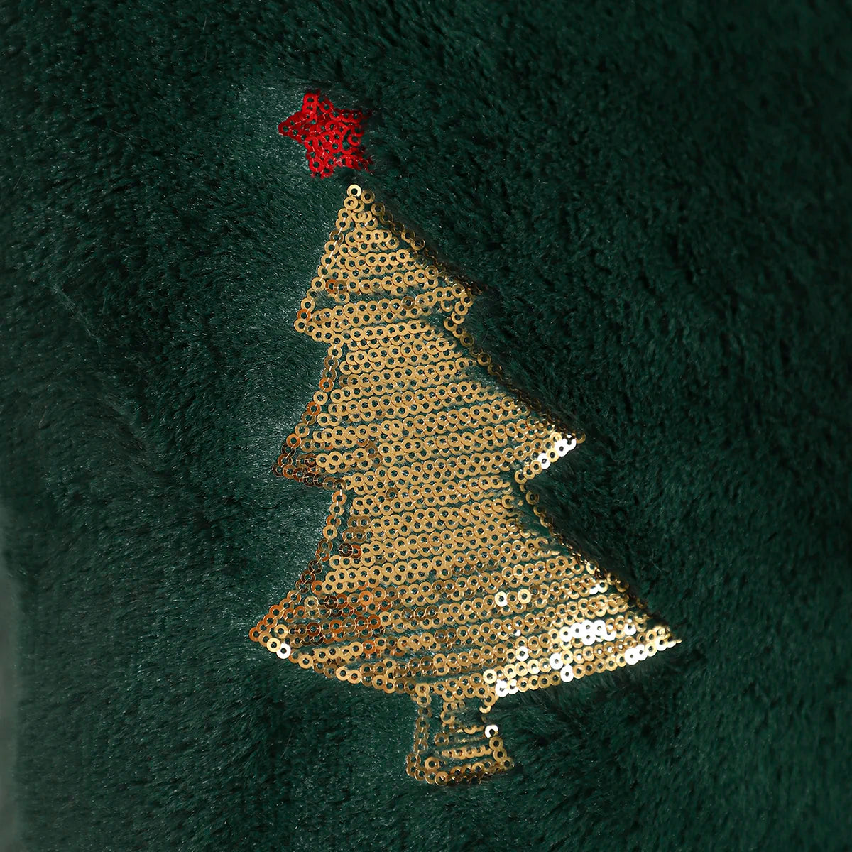 Blliss Christmas Tree Pillow Cover 18x18 - Gold Sequin Plush Decorative