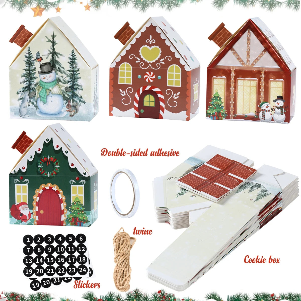 Tess Christmas Gingerbread House Candy Box - Holiday Cookie Packaging Gift