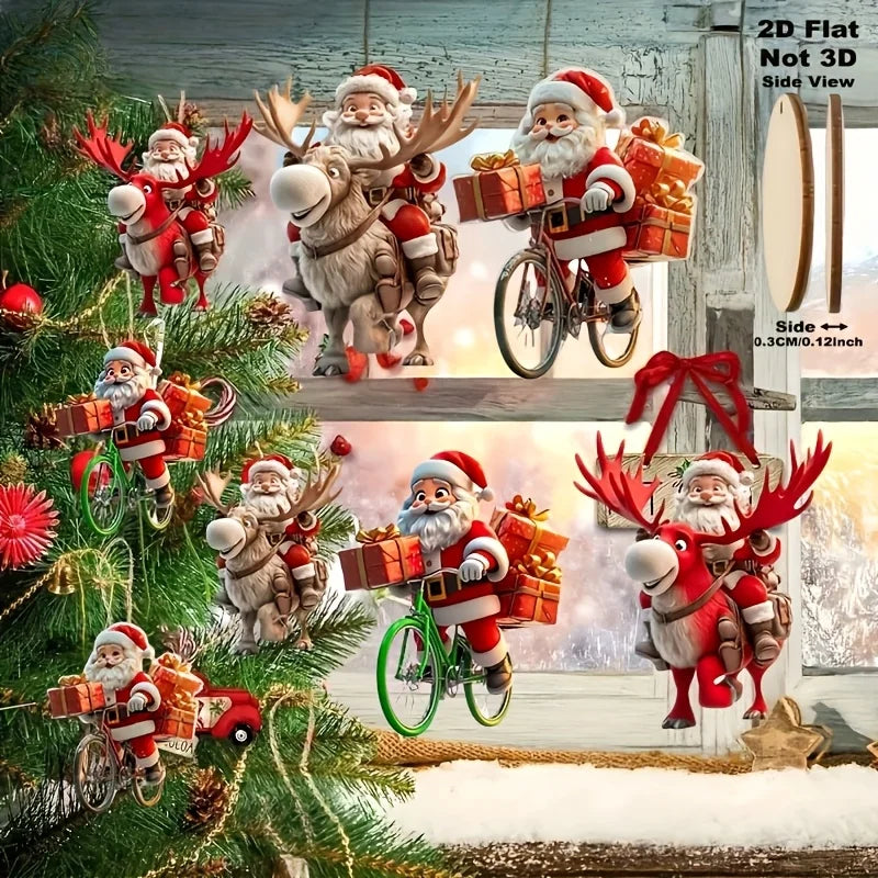 Casa Christmas Wooden Bicycle Santa Claus - Premium Holiday Tree Decoration