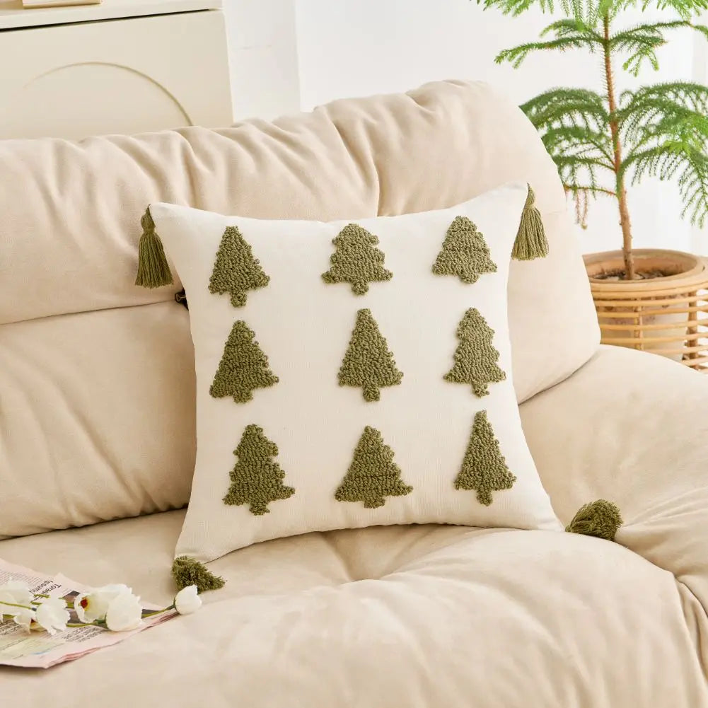 Myra Christmas Tufted Cushion Cover with Tassel - Holiday Pillow Case 45x45cm