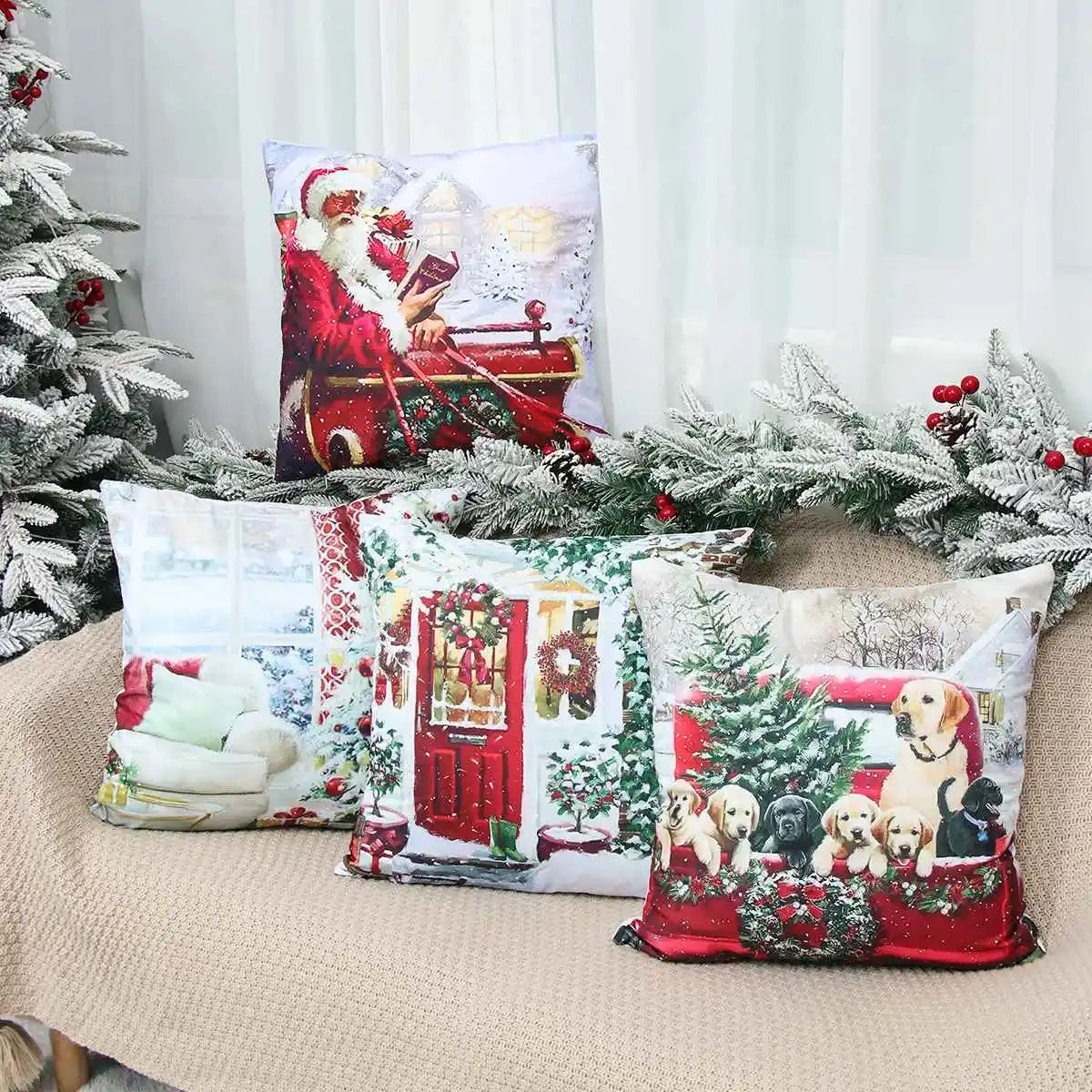 Vacanza Christmas Santa Cushion Cover 45cm - Decorative Holiday Pillow Case