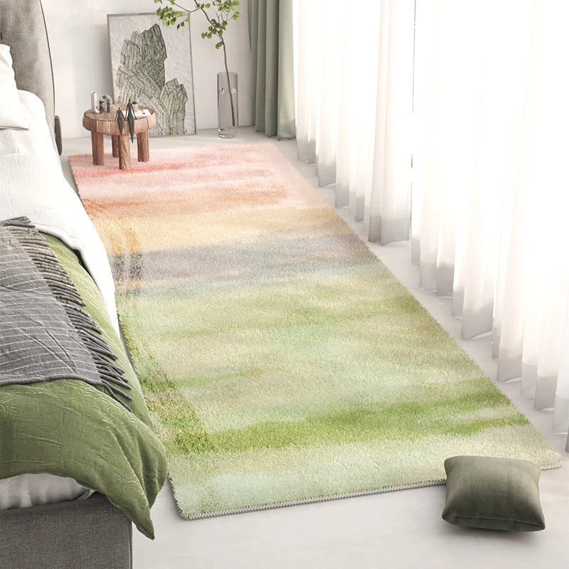 Long Bedside Rug - Fluffy Plush Non-Slip Bedroom Carpet