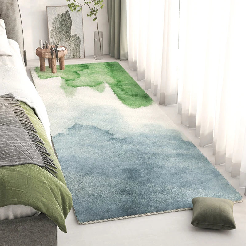Long Bedside Rug - Fluffy Plush Non-Slip Bedroom Carpet