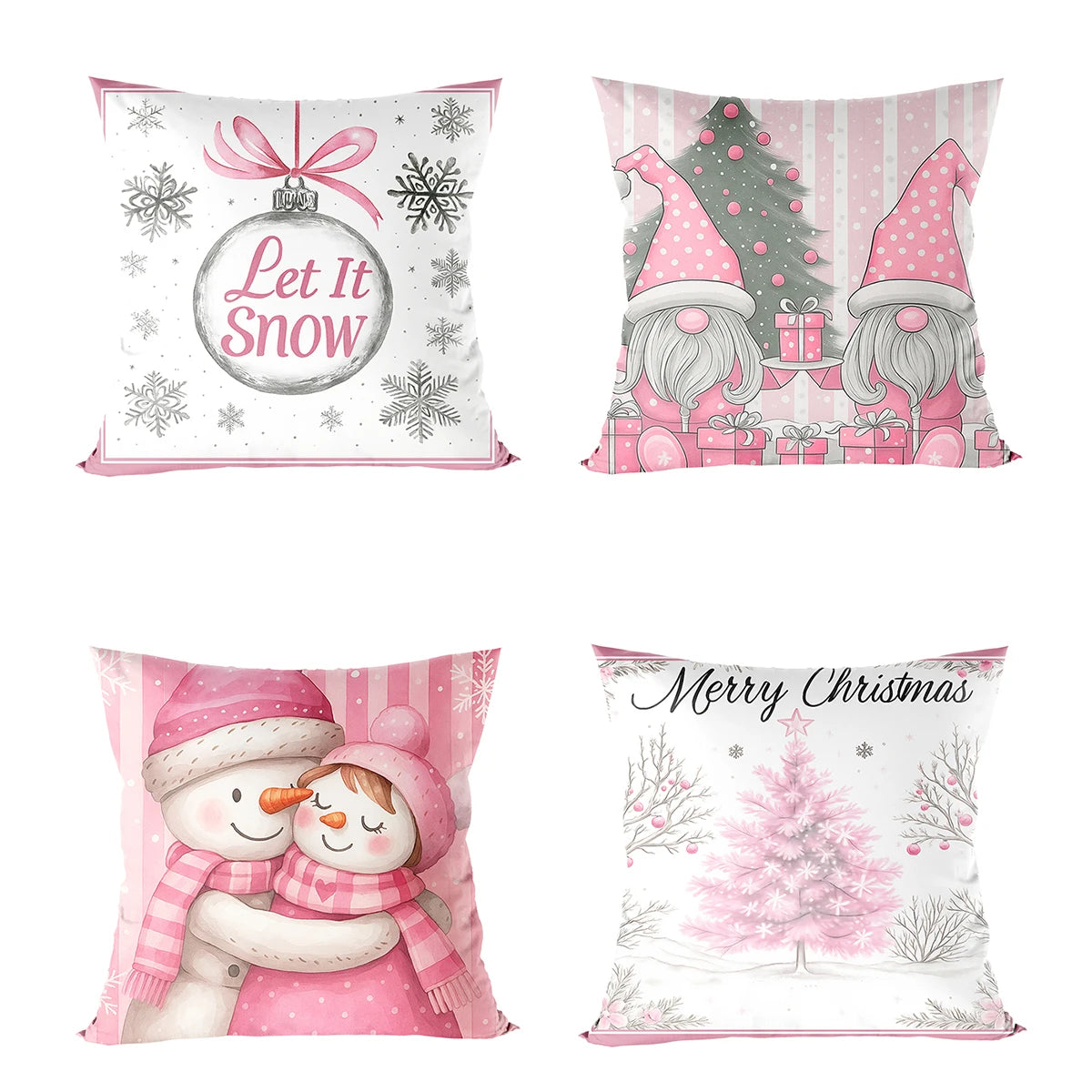 Zenara 4Pcs Christmas Linen Cushion Covers - Holiday Pillowcases