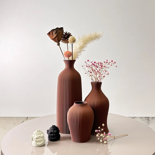 Artistic decorative vases set of 3 - elegant dry vase ornaments for home