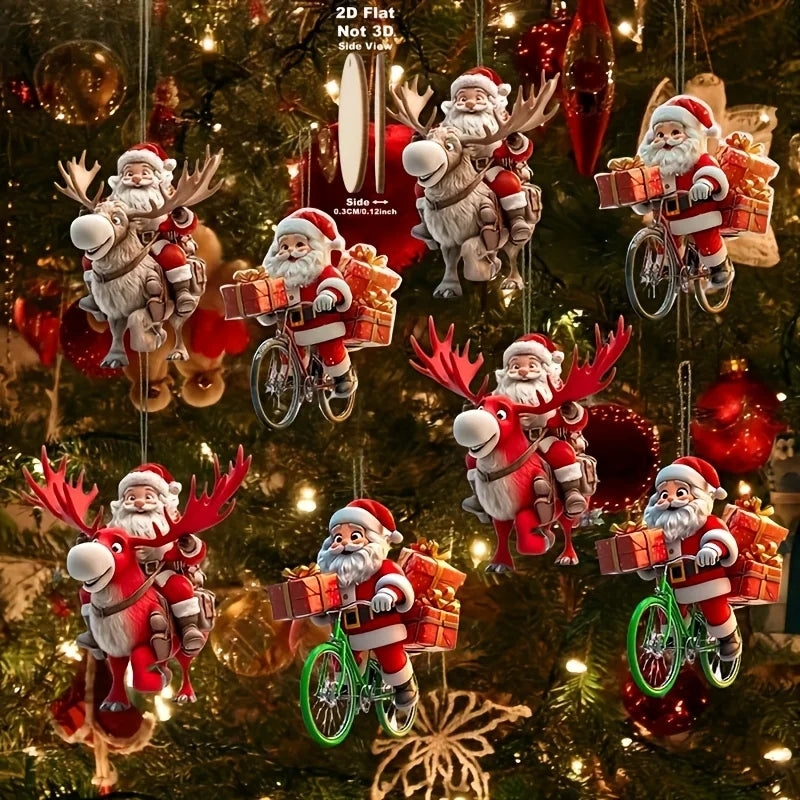 Casa Christmas Wooden Bicycle Santa Claus - Premium Holiday Tree Decoration