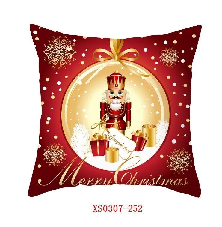 Yuko Christmas Cushion Cover 45cm - Santa Claus & Snowman Design
