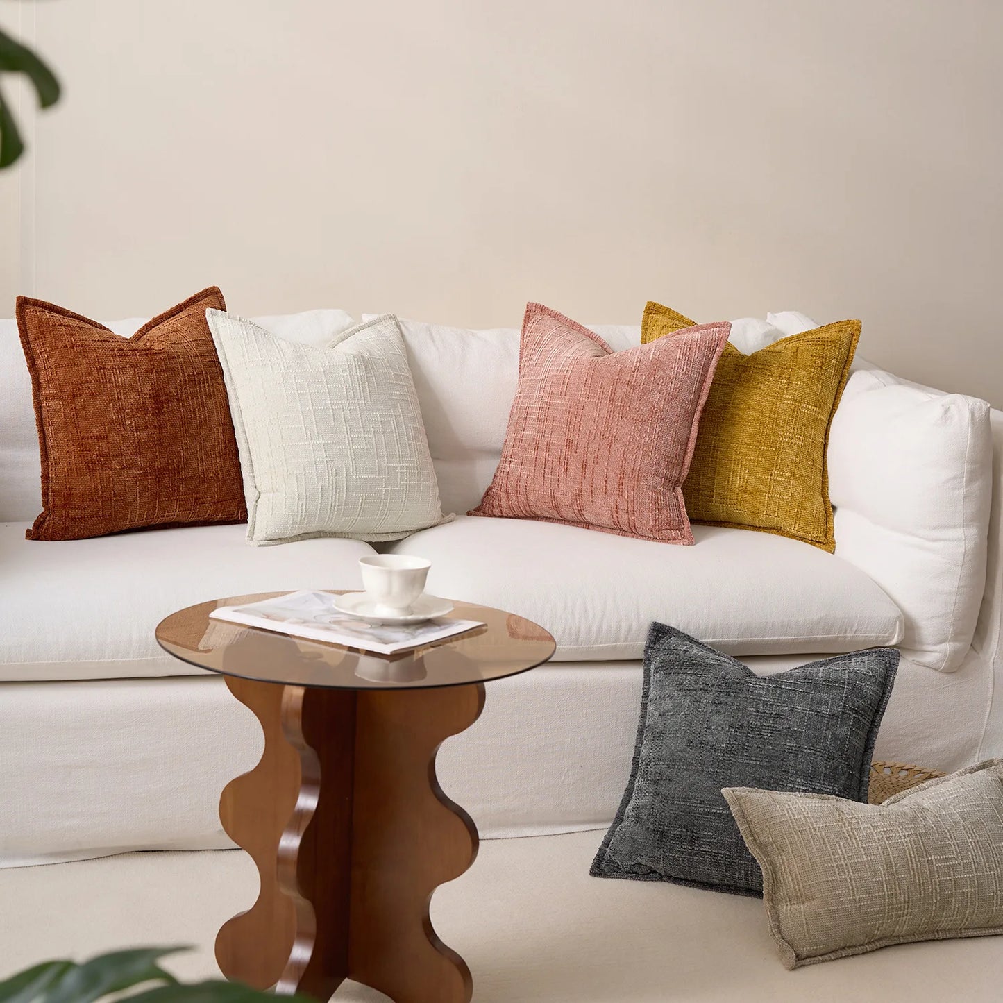 Masy Chenille Cushion Cover - Bamboo Yarn Textured Throw Pillow Case