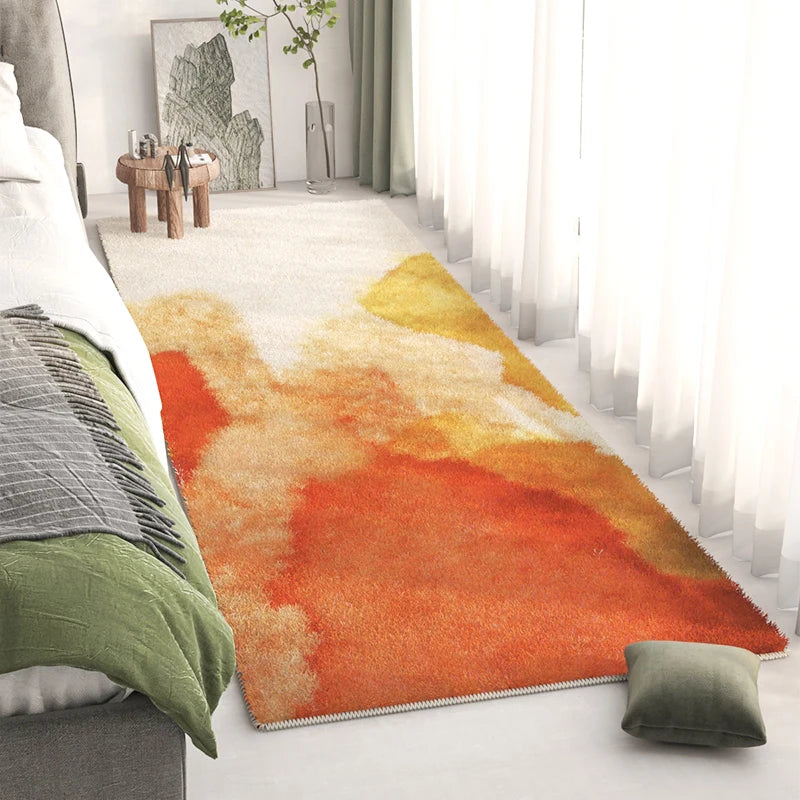 Long Bedside Rug - Fluffy Plush Non-Slip Bedroom Carpet