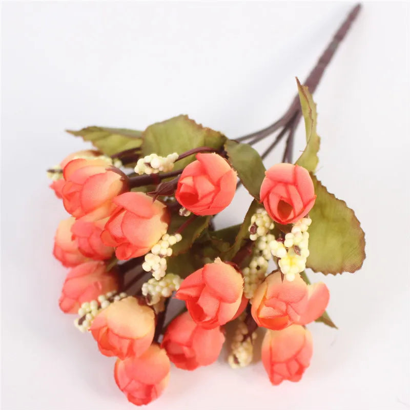 Hot orange small bud rose bouquet - 15 heads for vibrant home accents