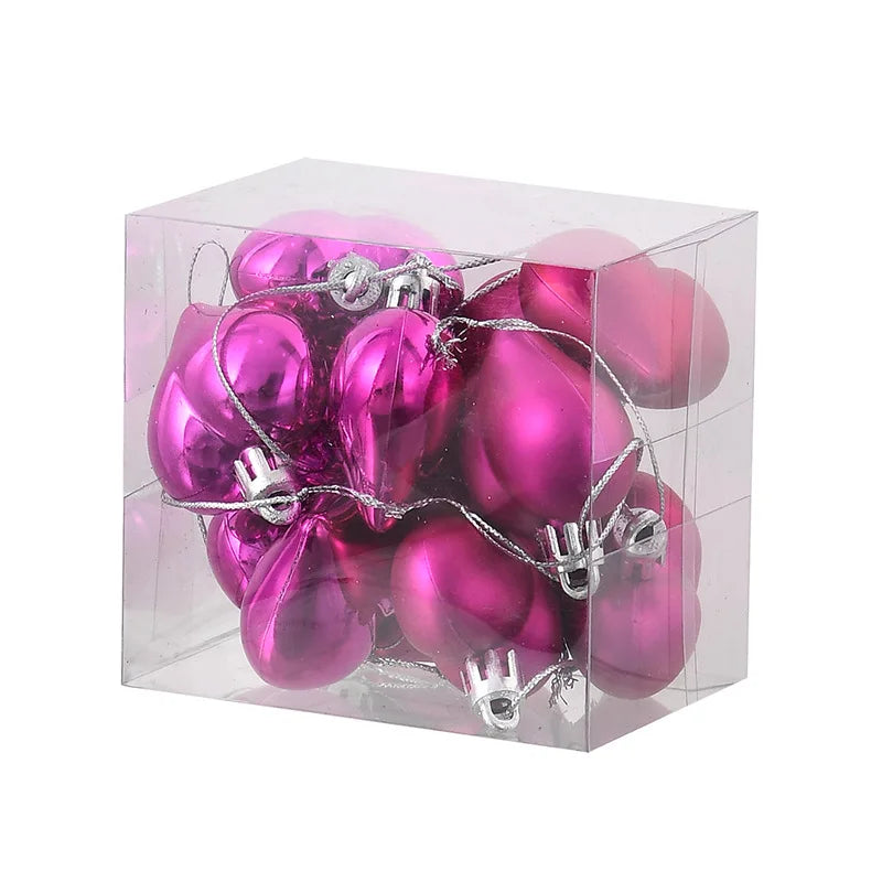 Maxara 12Pcs Heart-Shaped Hanging Ornaments - Valentine's & Christmas Tree Decorations