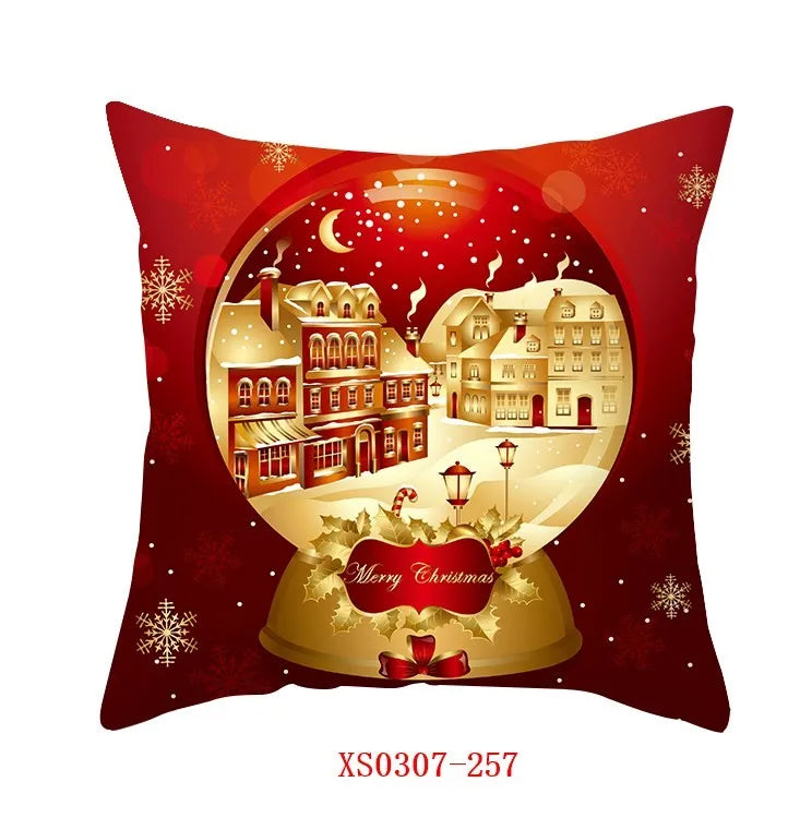 Yuko Christmas Cushion Cover 45cm - Santa Claus & Snowman Design