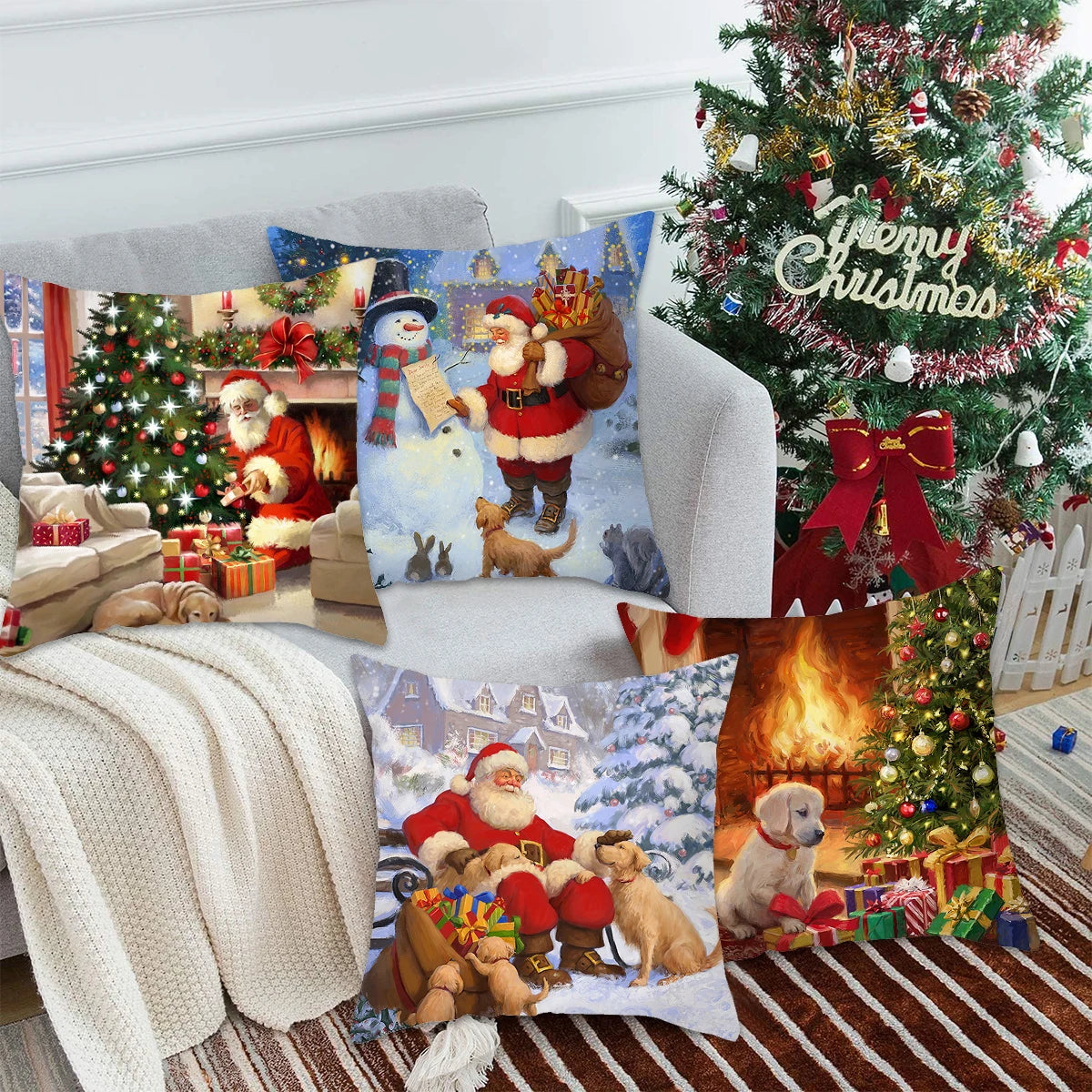 Vacanza Christmas Santa Cushion Cover 45cm - Decorative Holiday Pillow Case