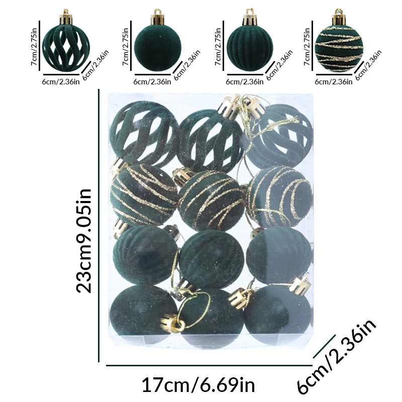 Atria Christmas Ornaments 6cm Velvet Flocked Balls - 6/12 Pack Set