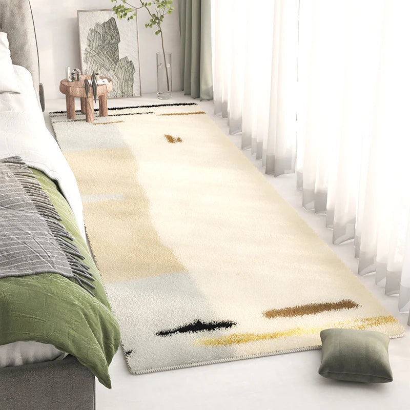 Long Bedside Rug - Fluffy Plush Non-Slip Bedroom Carpet