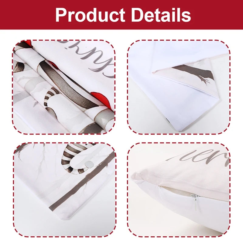 Ricca Christmas Pillow Covers 4-Pack - Linen Throw Pillowcases