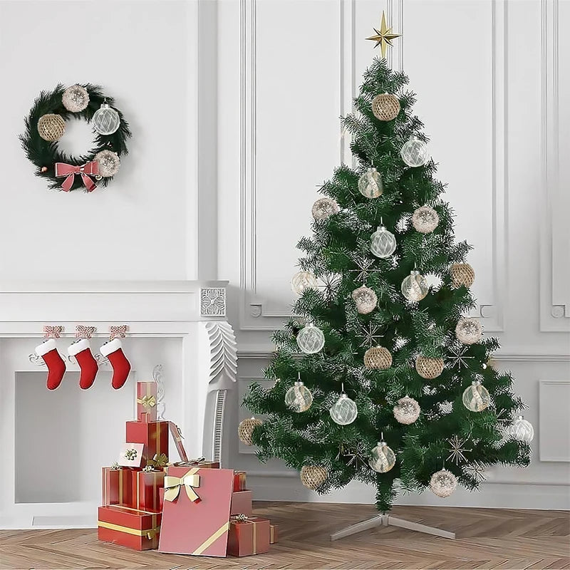 Crystal Gold Christmas Ball Ornaments Set - 9pcs Shatterproof 6cm