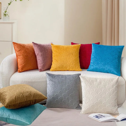 Fann Velvet Cushion Cover - Shell Pattern Double Sided Pillowcase
