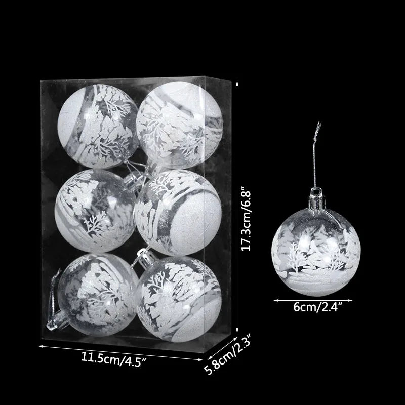 Serena Clear Christmas Ball Ornaments - 6cm Transparent Baubles Set
