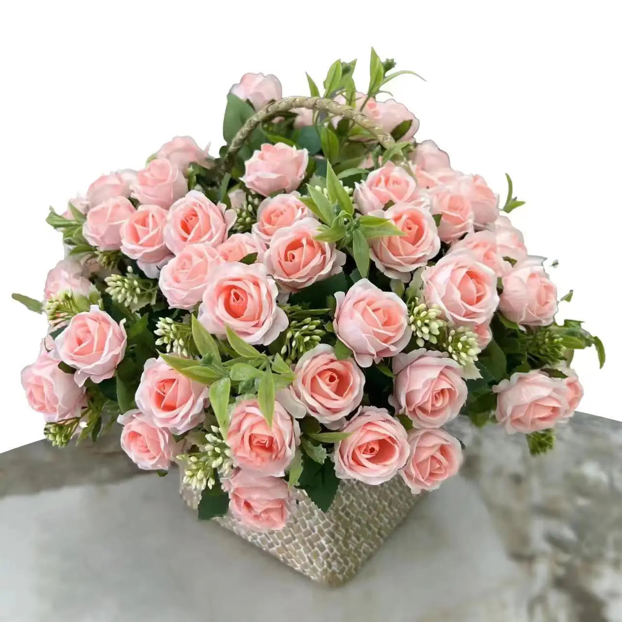 Romansia 10 Heads Rose Bouquet - Artificial Silk Flowers for Wedding Decor