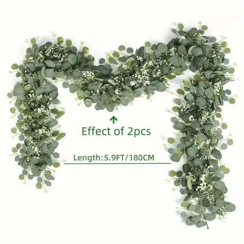Solava 6ft Christmas Eucalyptus Garland - Artificial White Flowers Holiday Decor