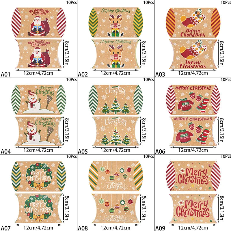 Jingle Christmas Candy Gift Boxes - 10pcs Cookie Snack Packaging