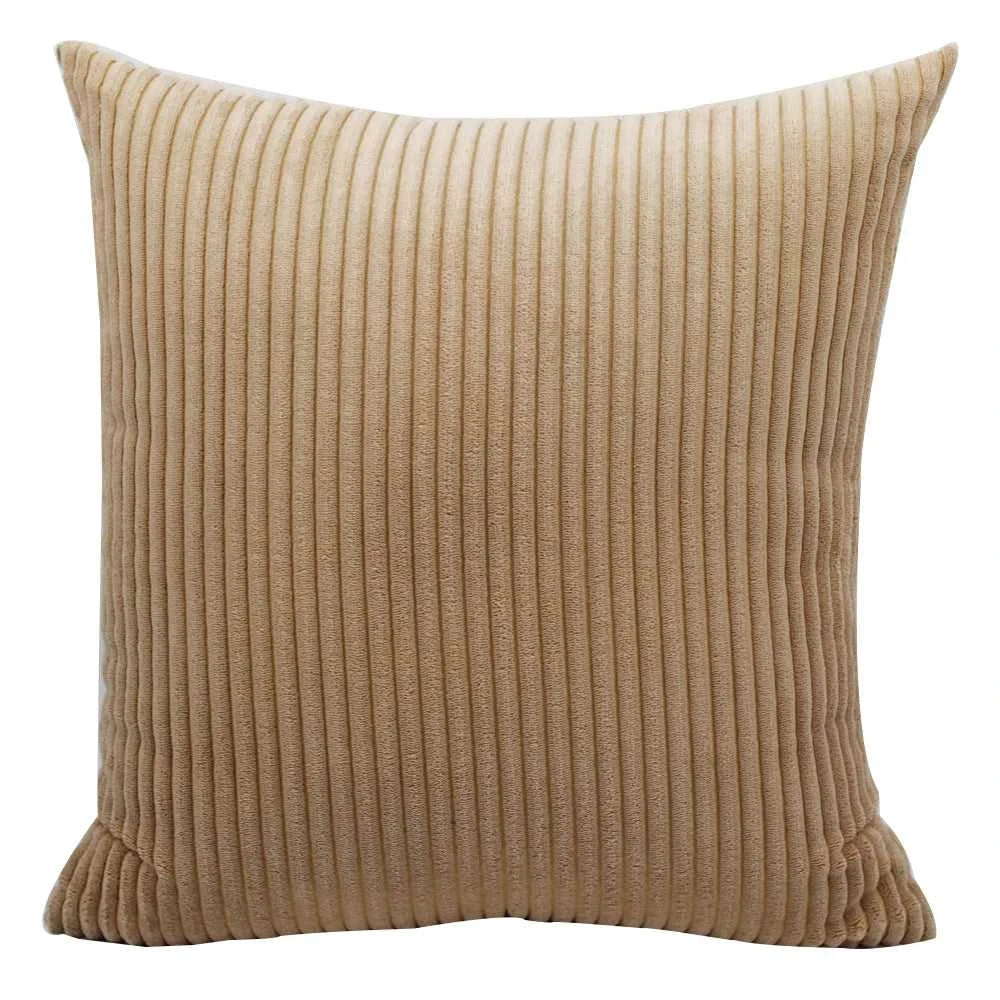 Adiva Striped Corduroy Cushion Cover - 45/50/60cm Sofa Pillow Case 14:771#Rattan;5:201336412#30X50CM Cushion Covers
