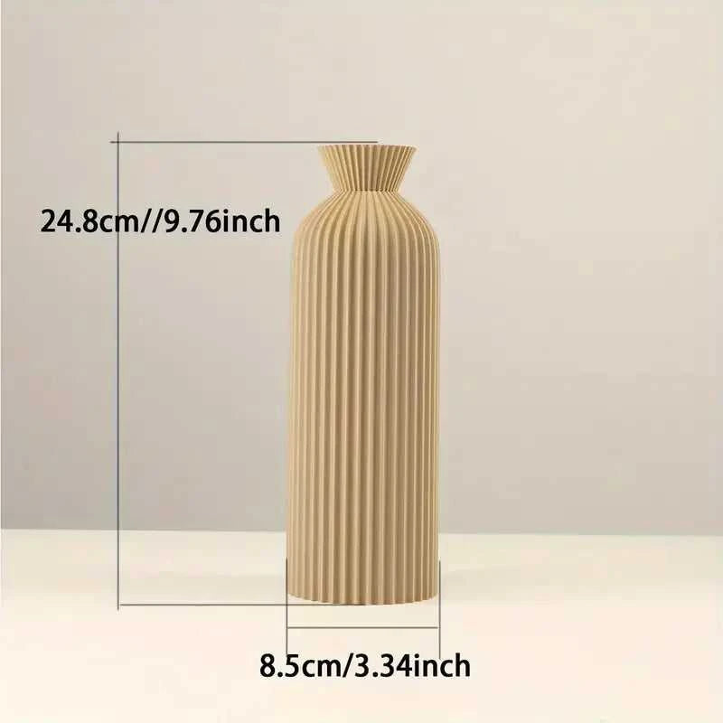 Adya Plastic Vase - Boho Decorative Centerpiece for Home Decor 14:365458#Khaki-S vase